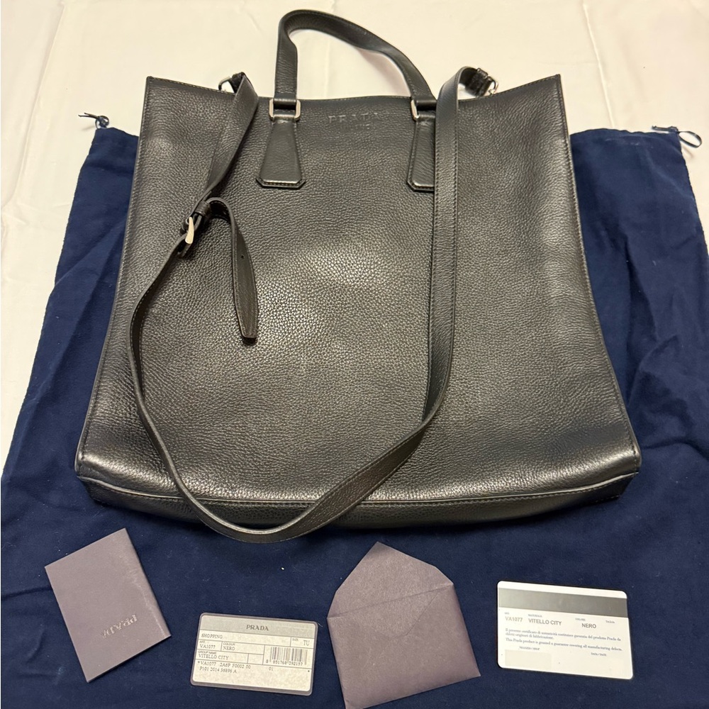 Prada Black Leather Men's Briefcase
